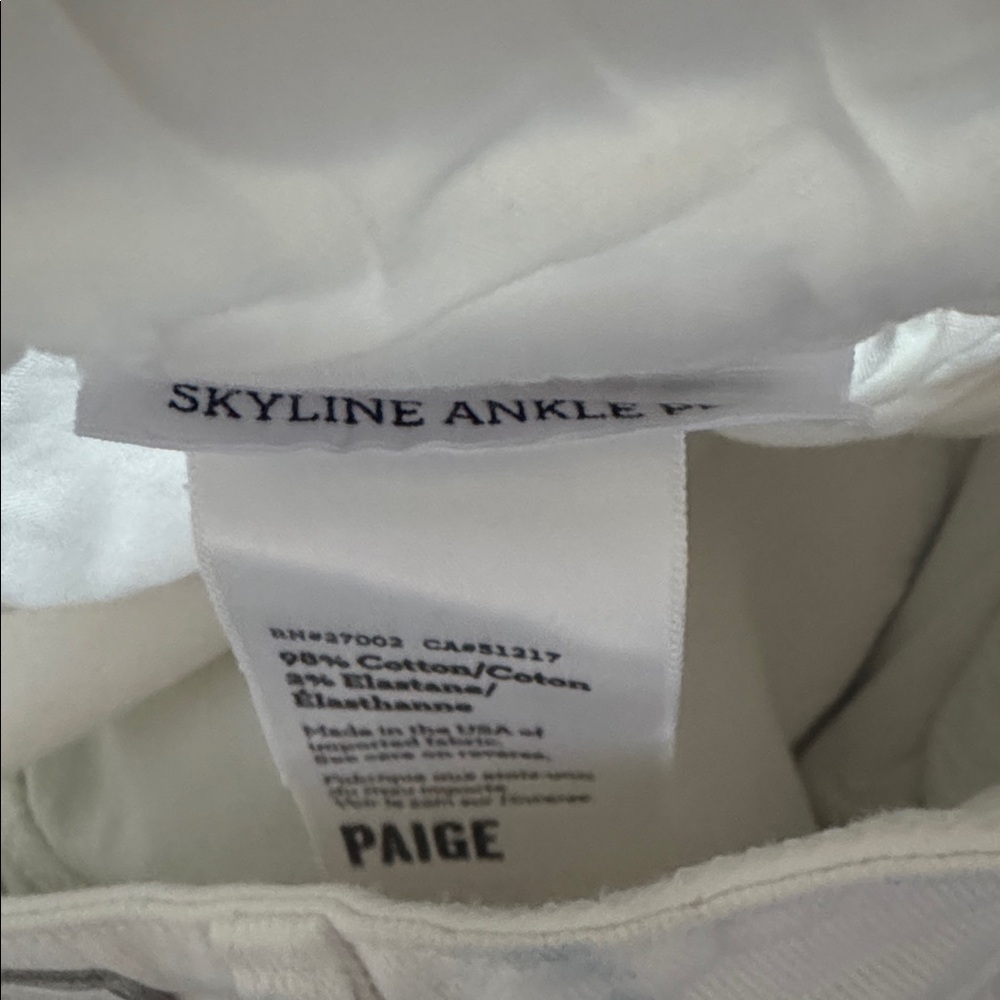 PAIGE Skyline Ankle Peg Women's Optic White Skinny Jeans Sz 27 rise 8” - Picture 13 of 14